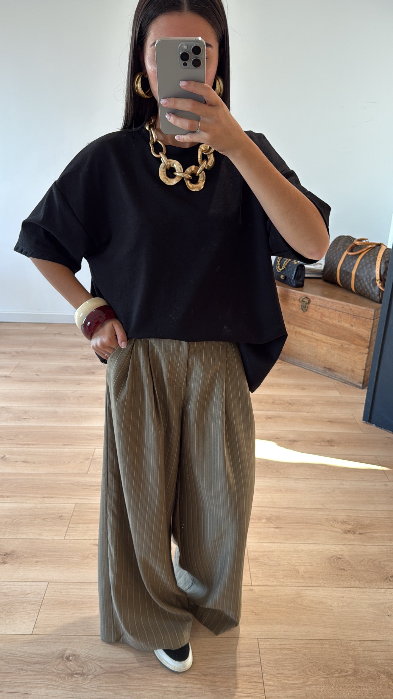 Pantalon Palazzo Rayé Fluide