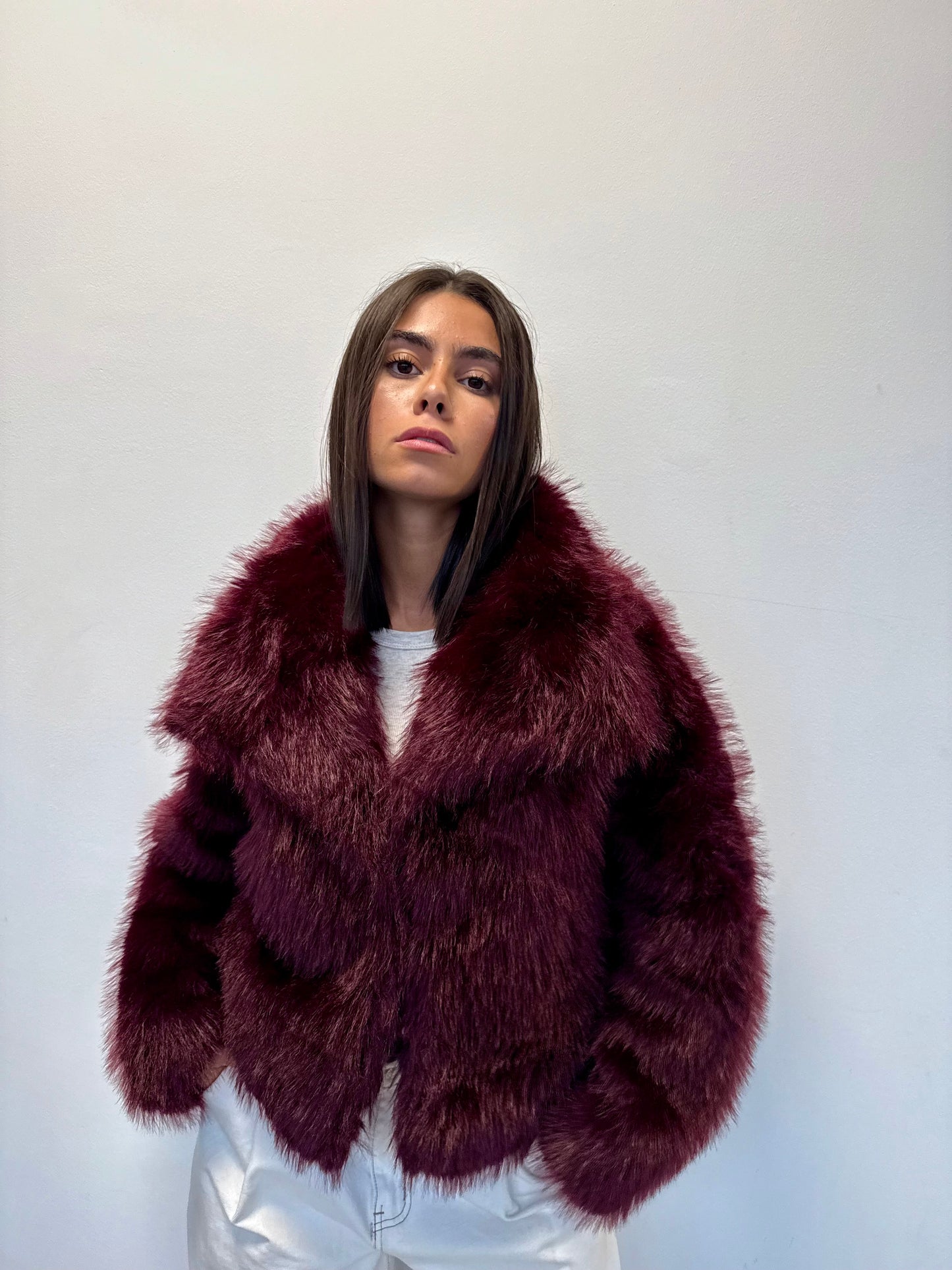 FOURRURE synthétique BORDEAUX