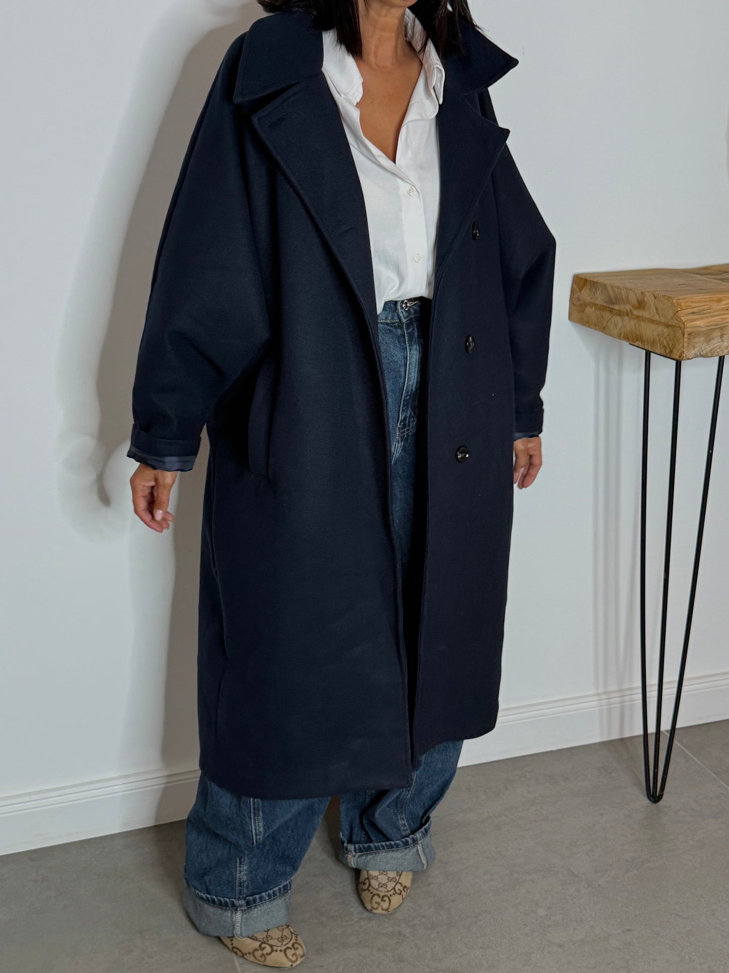 MANTEAU long oversize LEU MARINE