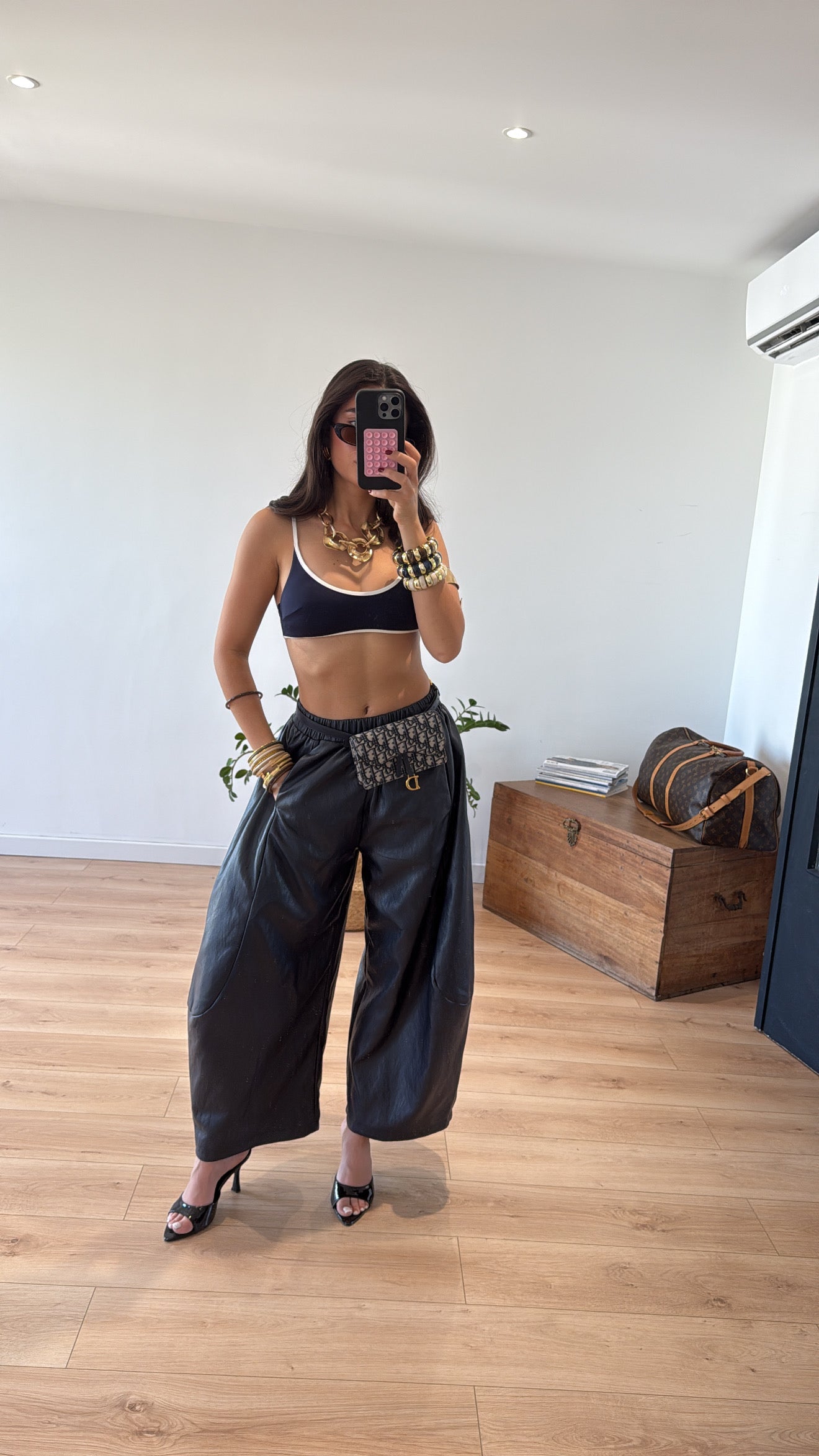 "ALEXANDRIE" FAUX LEATHER TROUSERS