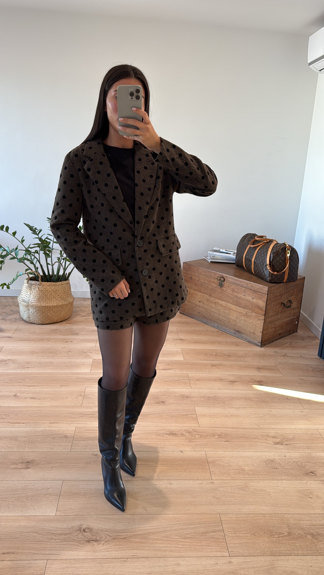 Blazer Chocolat à Pois Élégant