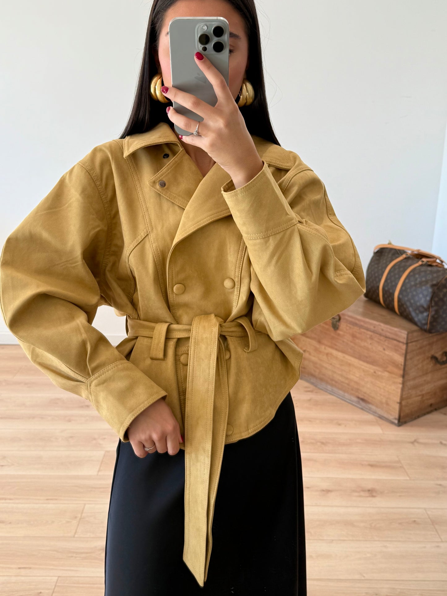 VESTE CEINTURÉE "ELIA" - MOUTARDE