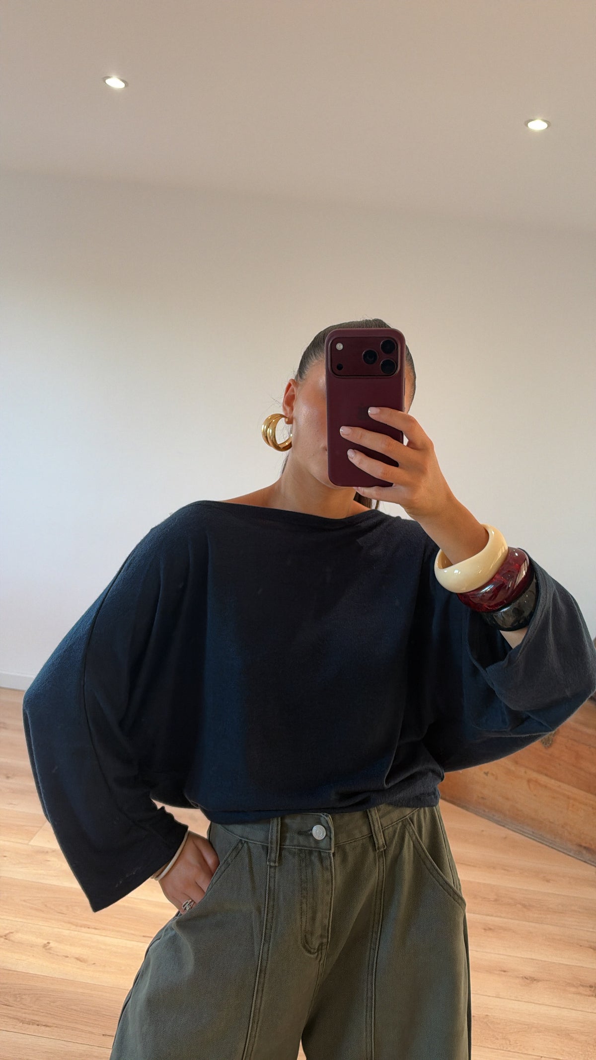 PULL DOS NU "CHIARA" BLEU MARINE