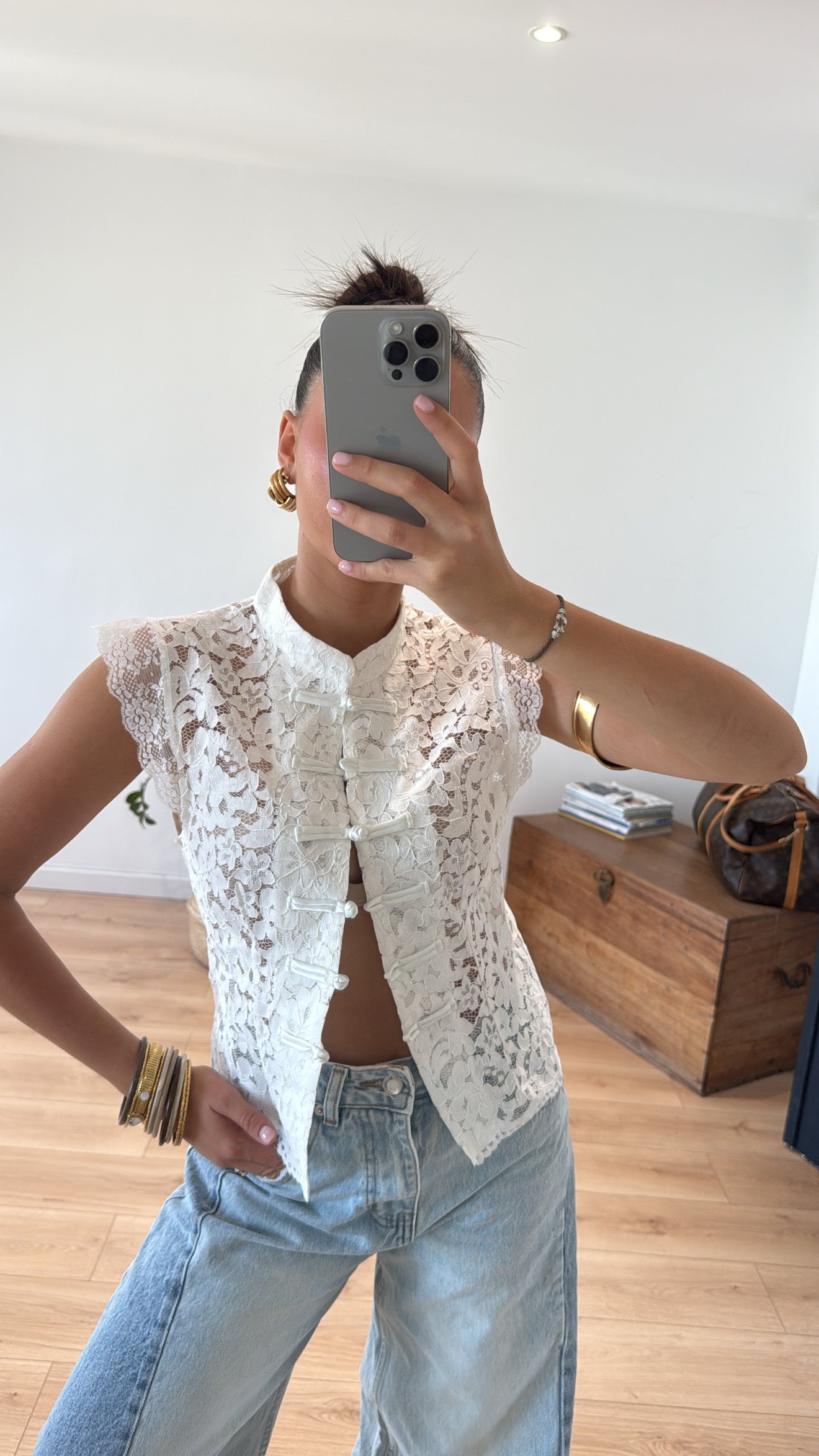 TOP "MONICA" DENTELLE BLANC