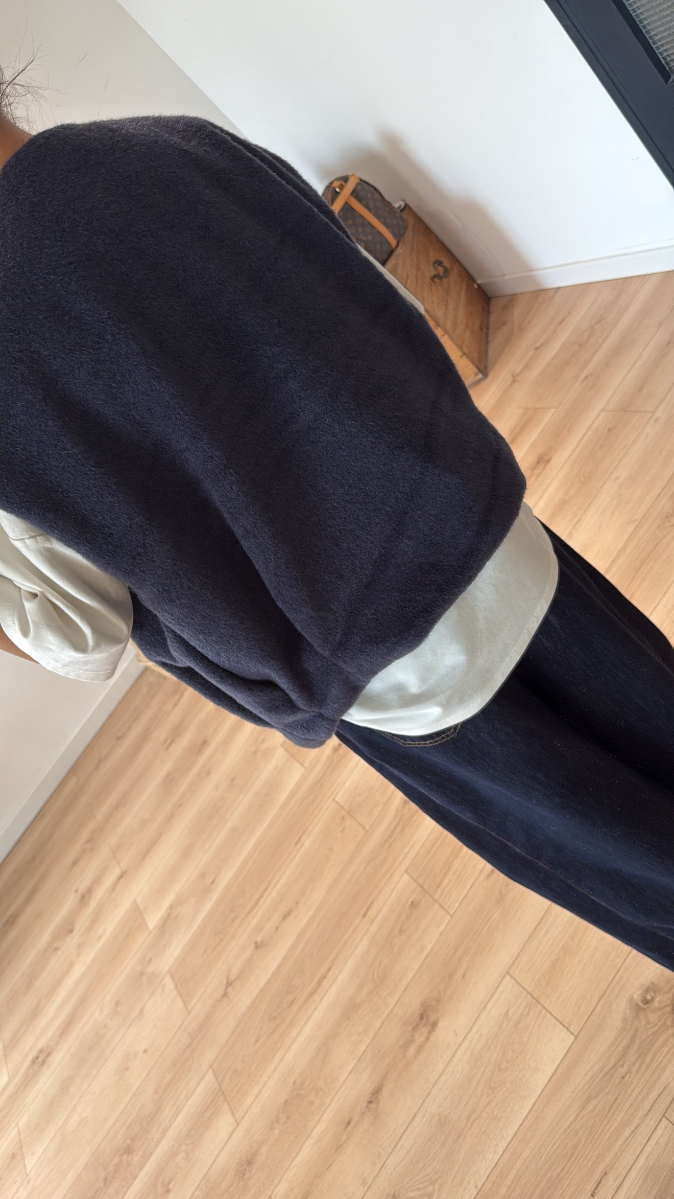 VESTE SANS MANCHES "CLEM" - BLEU marine effet feutrine