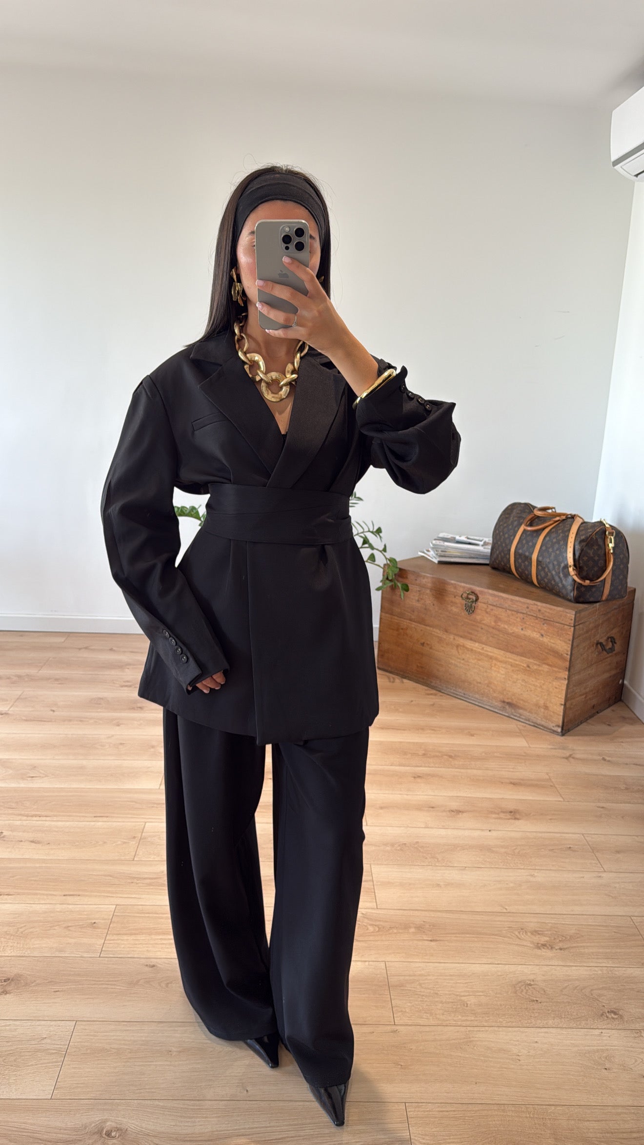 Blazer Ceinturé Noir Intemporel
