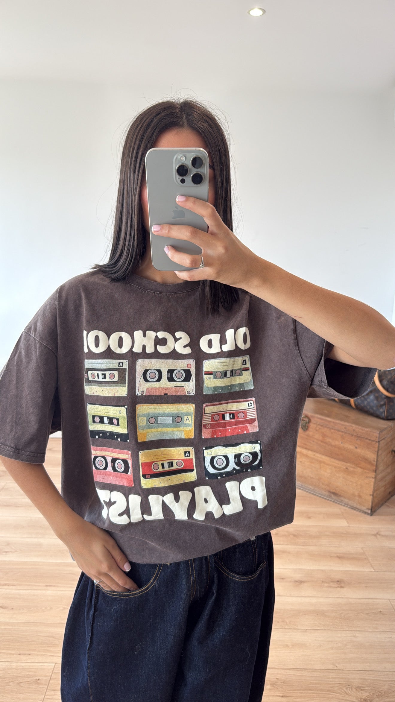 T-shirt oversize "old school" MARRON vintage