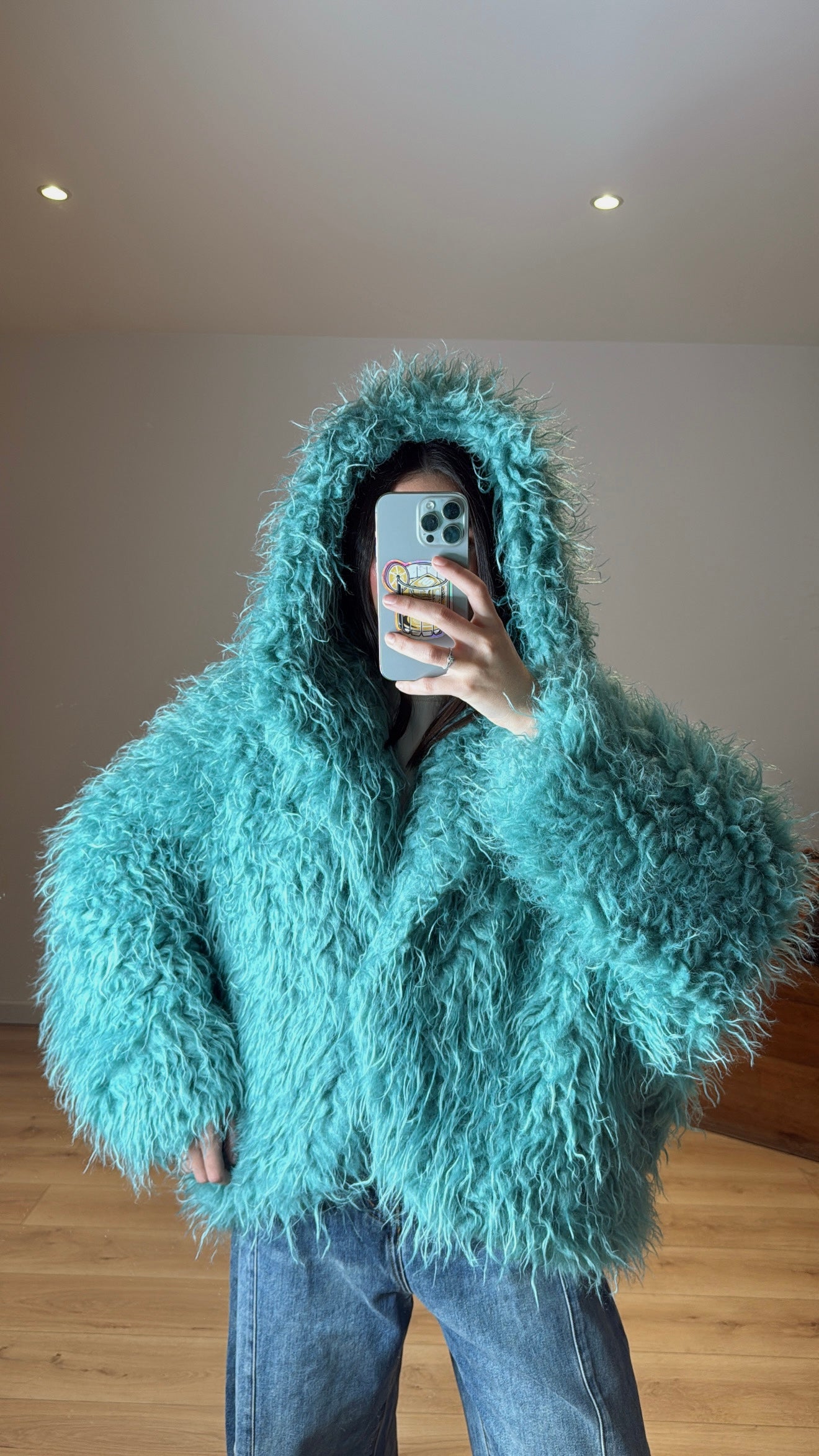 FOURRURE SYNTHETIQUE "ADDISON" TURQUOISE