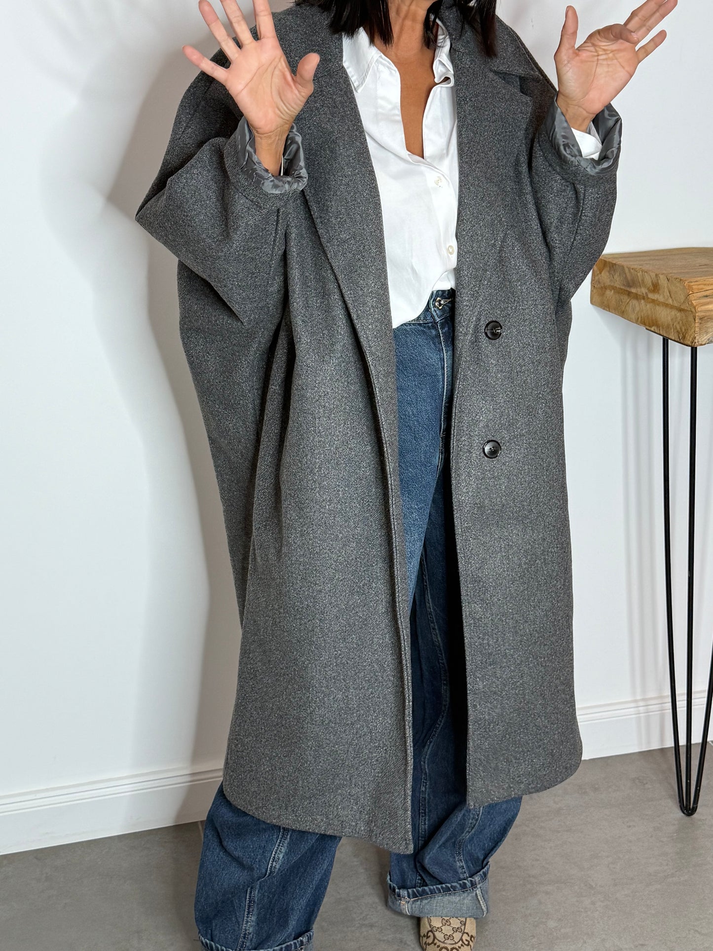 MANTEAU long oversize GRIS
