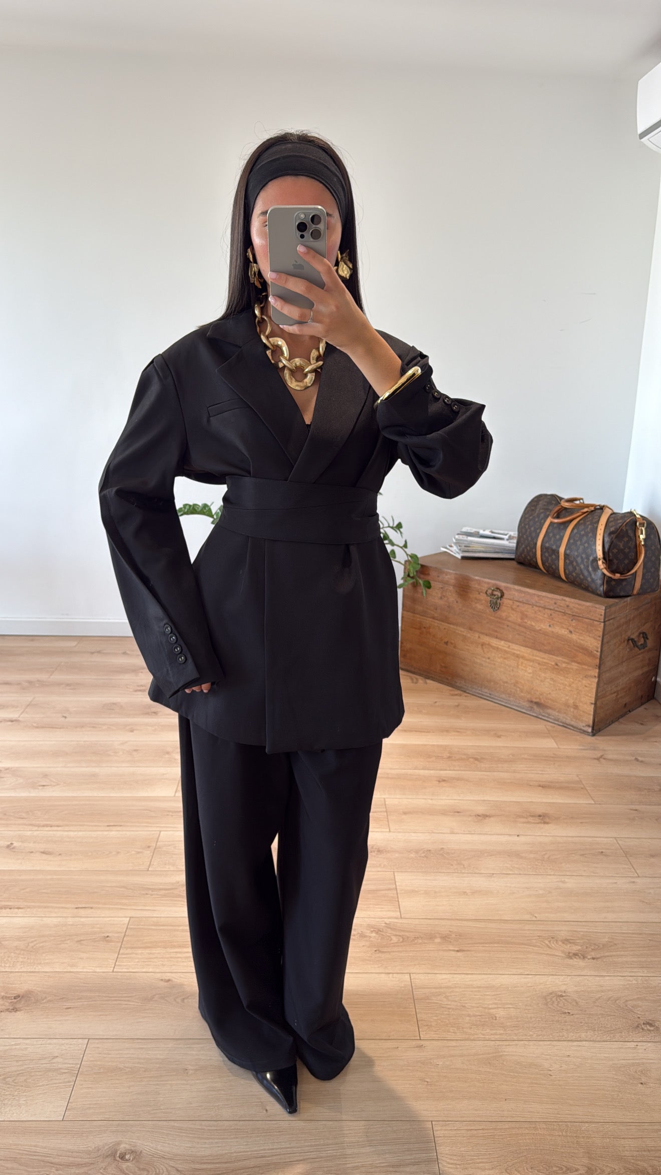 Blazer Ceinturé Noir Intemporel