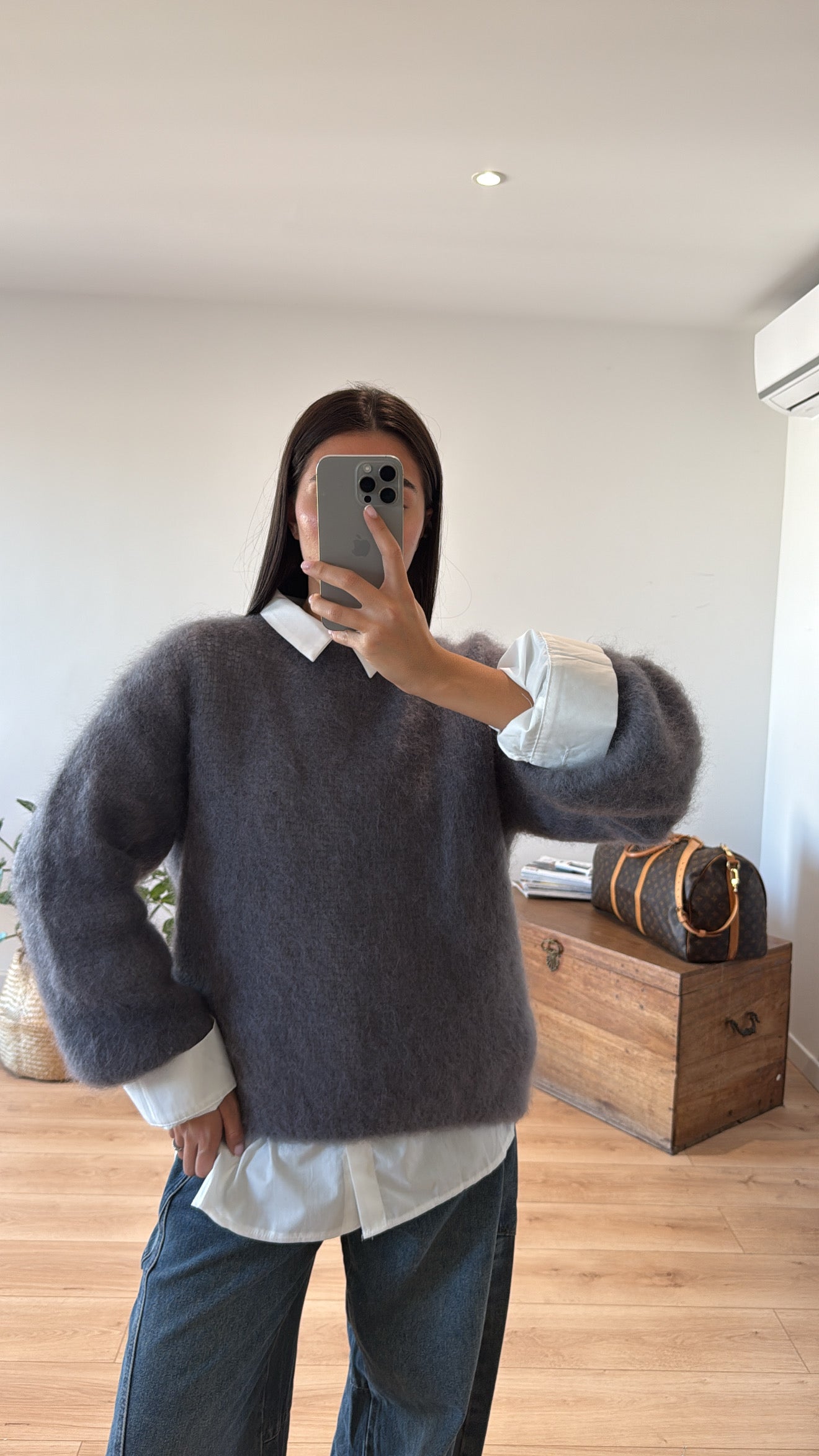 Pull Mohair Gris Anthracite