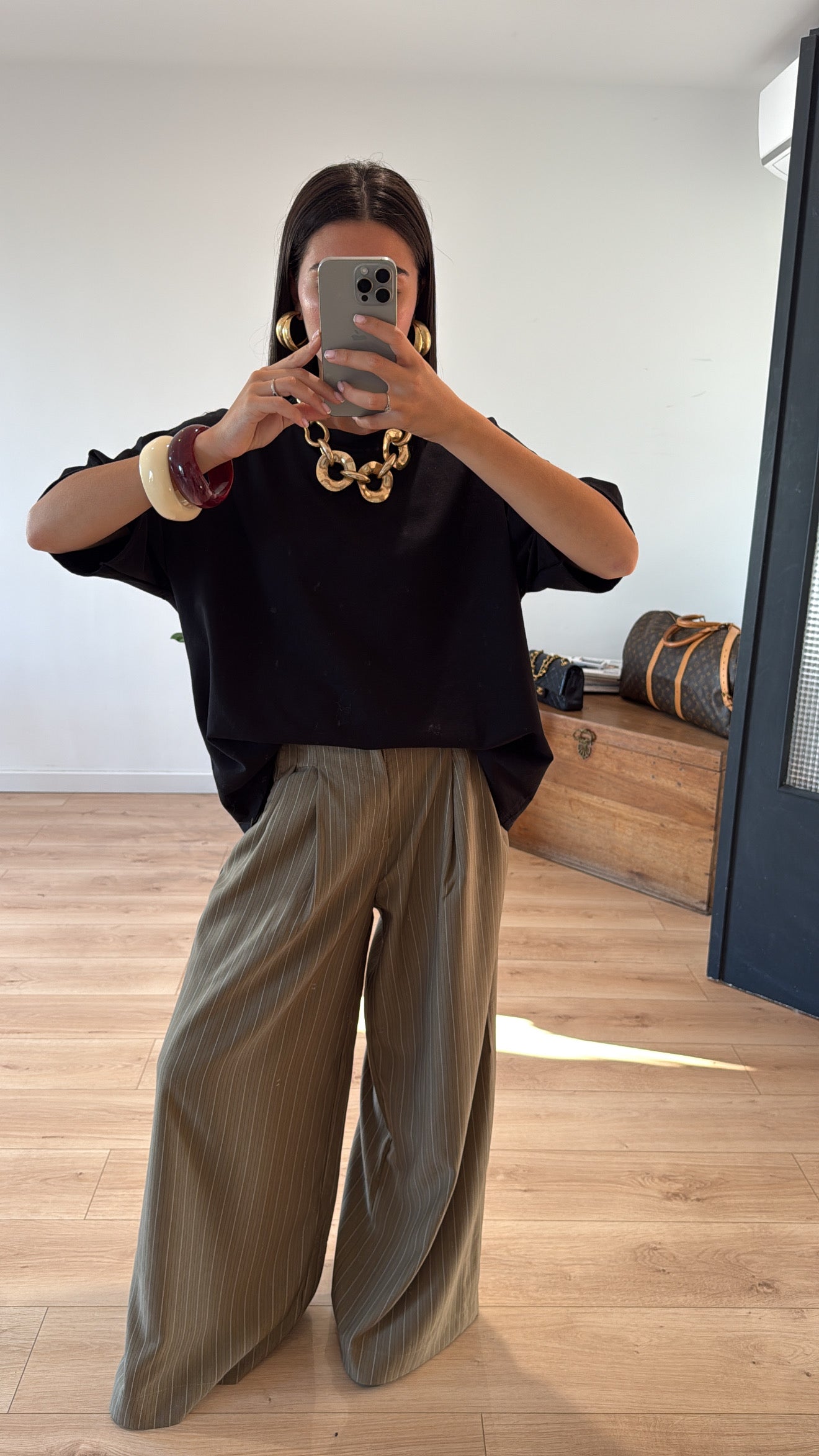 Pantalon Palazzo Rayé Fluide