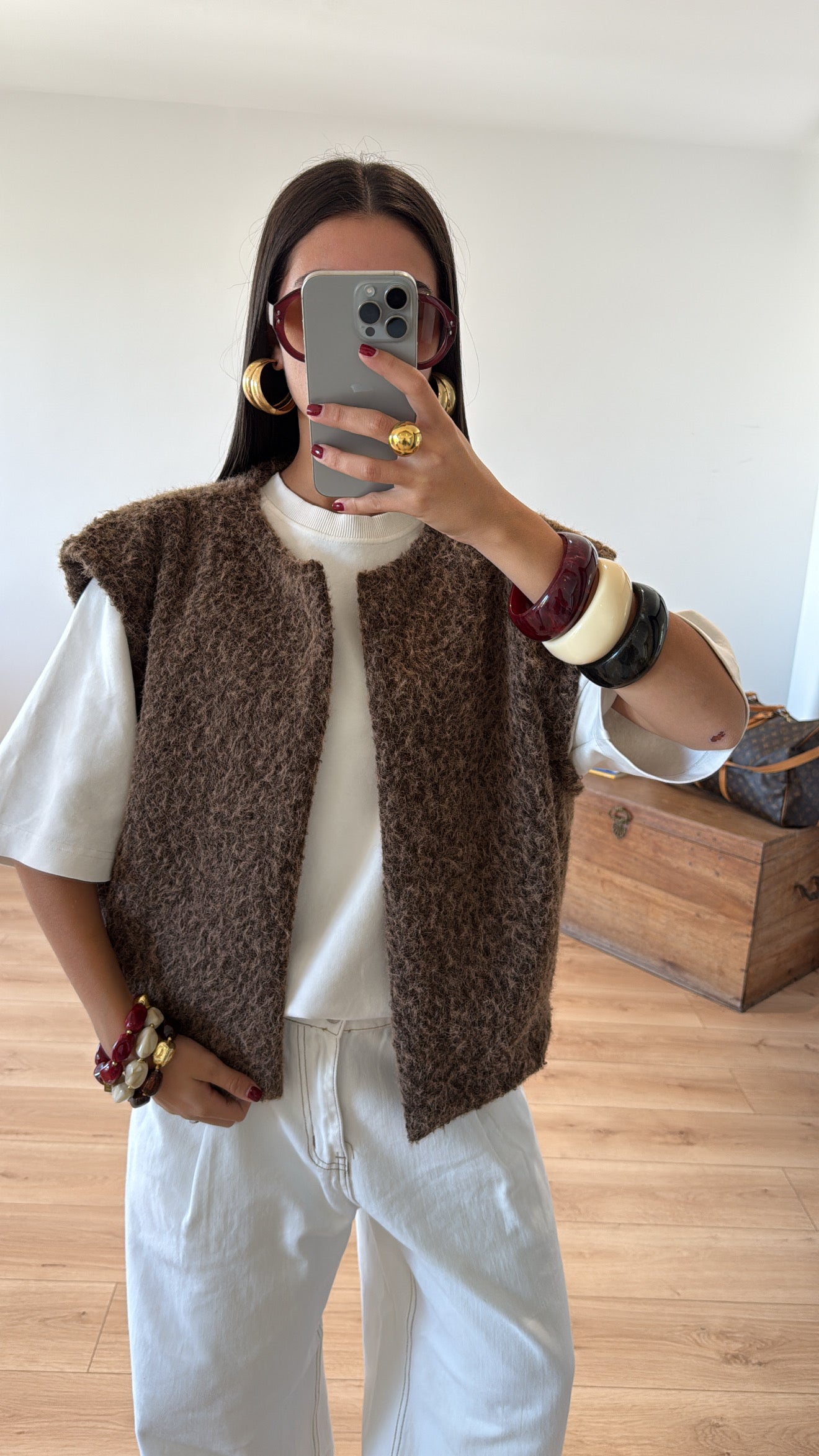 GILET SANS MANCHES "SASHA" Chocolat