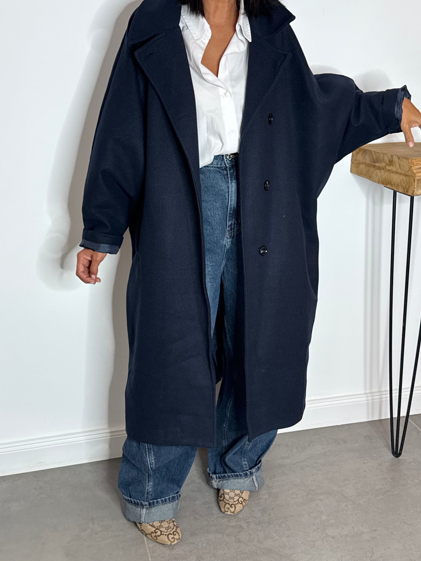 MANTEAU long oversize LEU MARINE