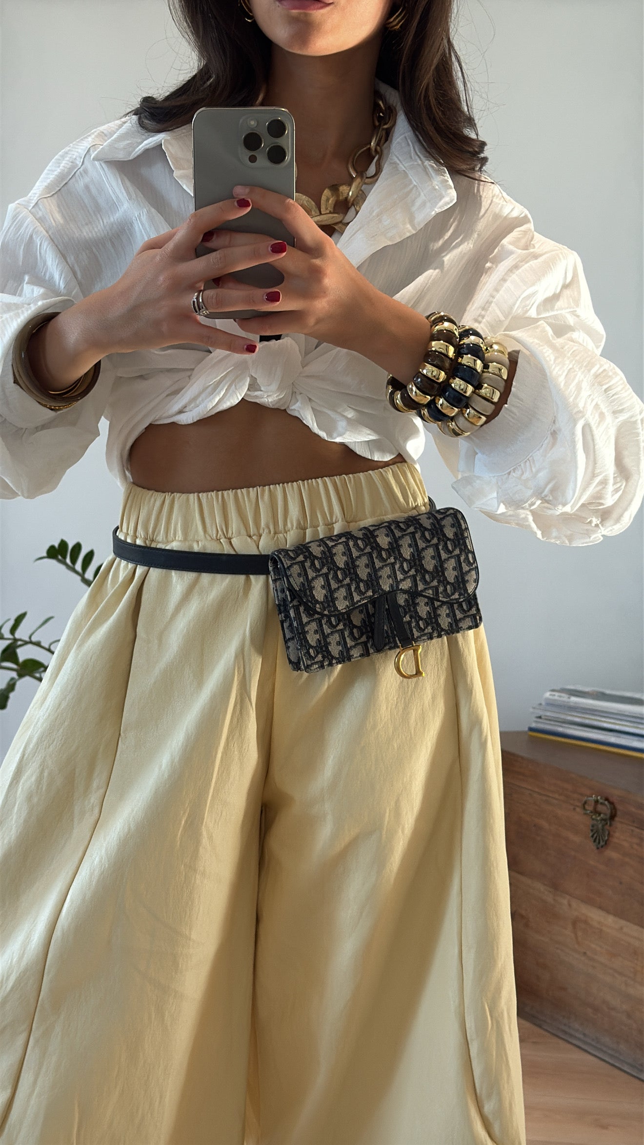 PANTALON SIMILI JAUNE « ALEXANDRIE »