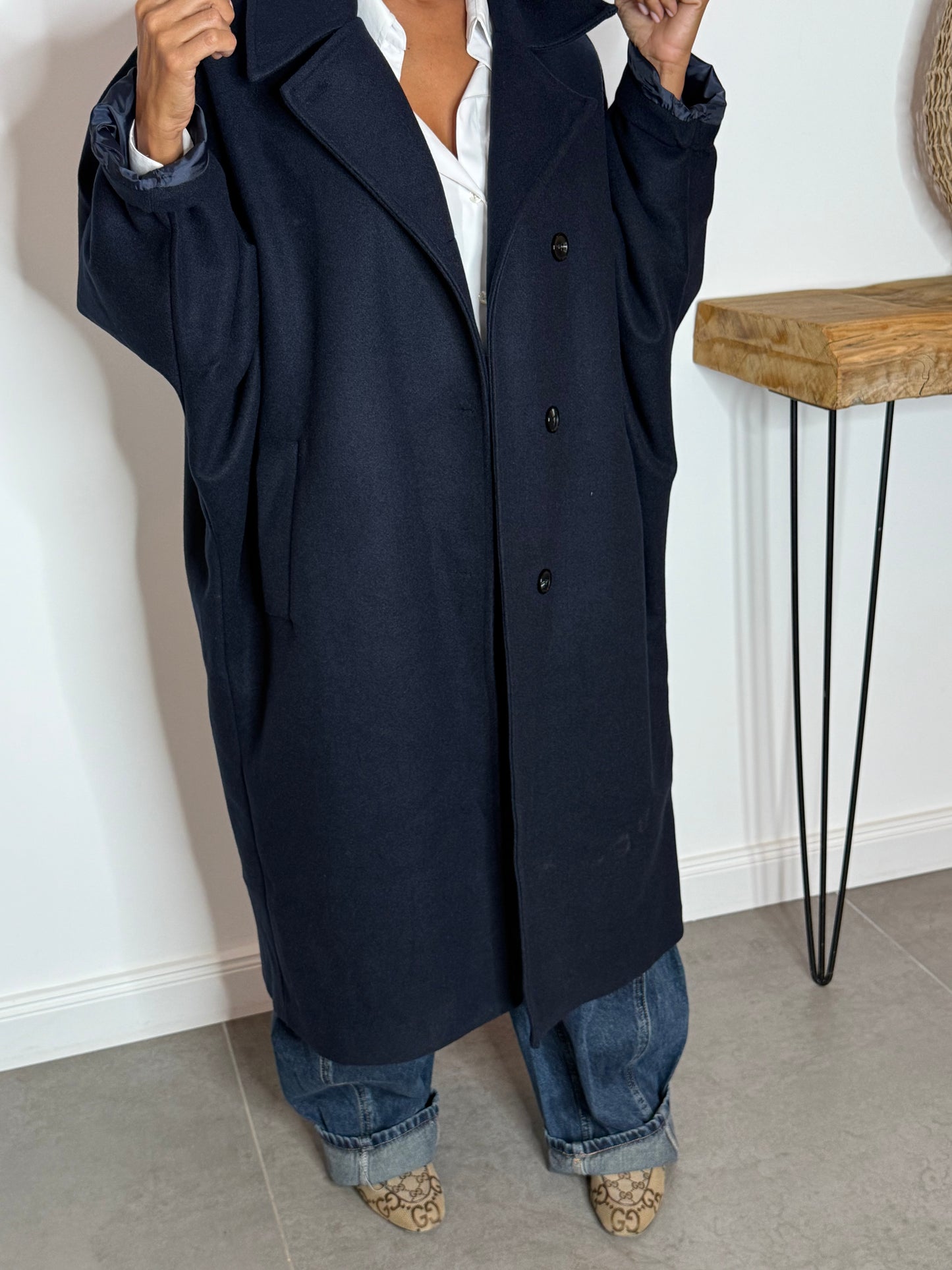 MANTEAU long oversize LEU MARINE