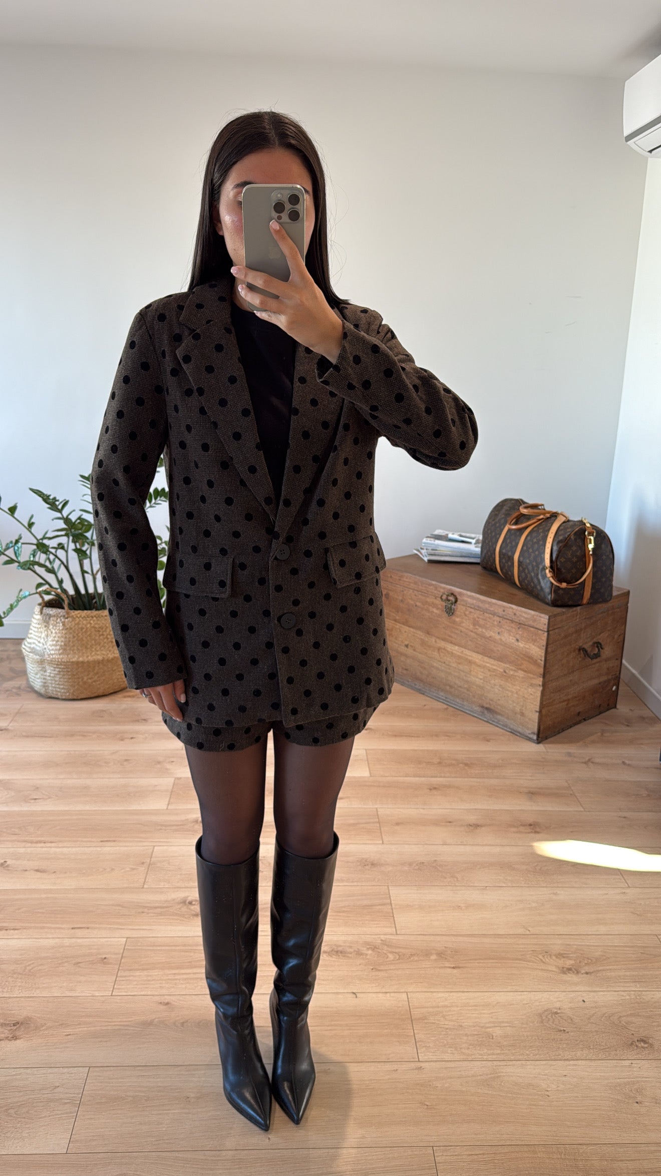 Blazer Chocolat à Pois Élégant