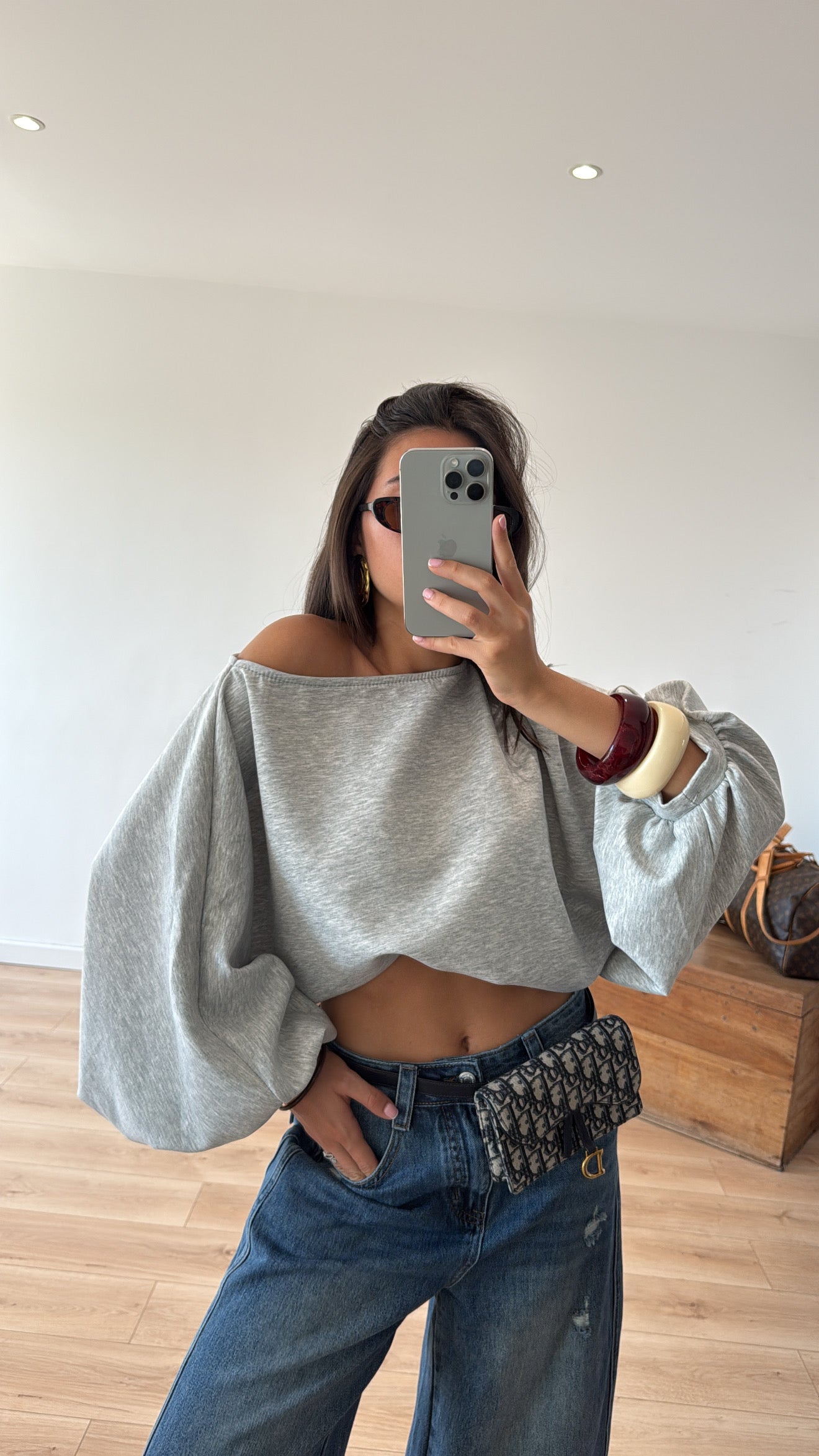 TOP SWEAT GRIS "CARLA"