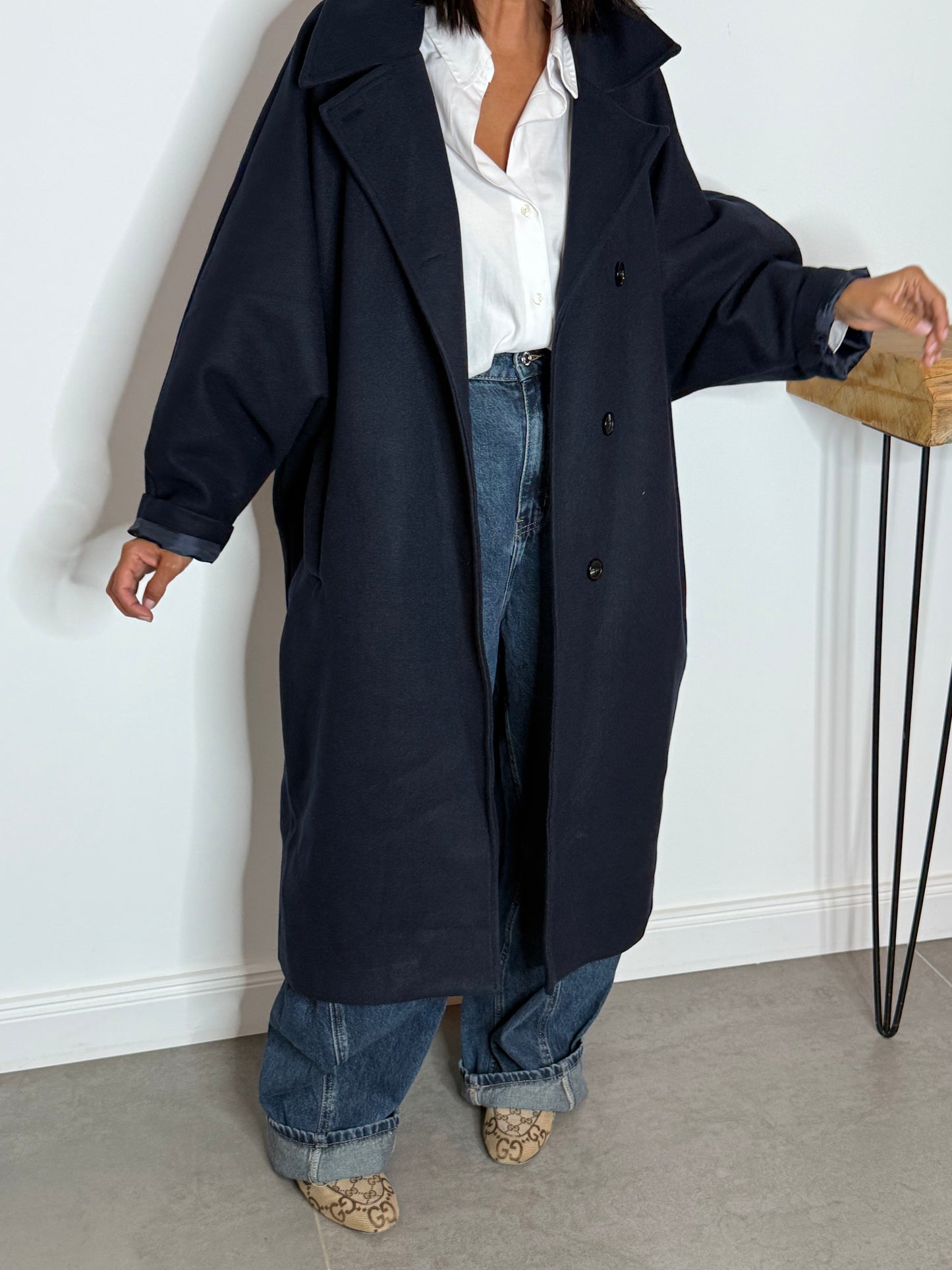 MANTEAU long oversize LEU MARINE