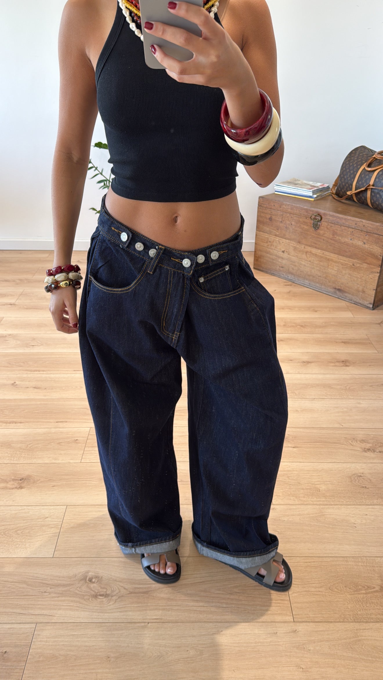 JEAN LARGE "ASHLEY" - DENIM BRUT