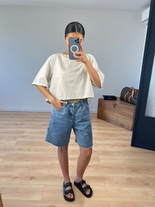 Short "Tao" en jean Bleu