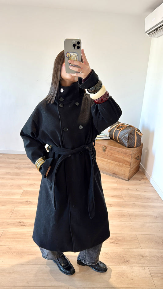 MANTEAU "IRIS" LONG NOIR
