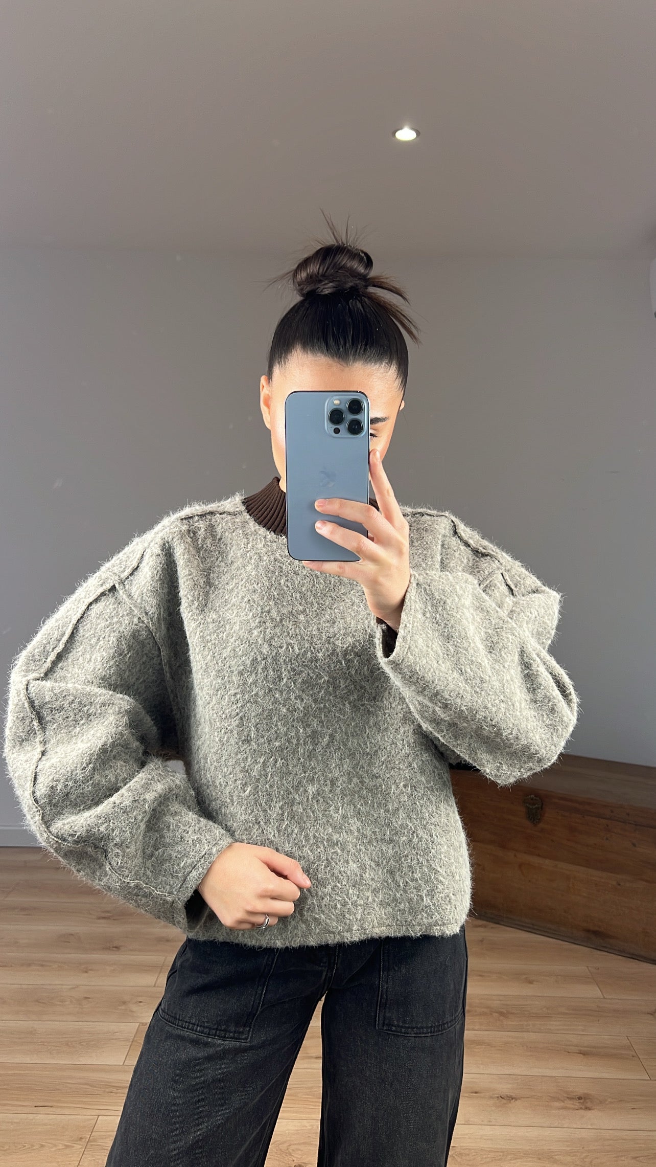 Pull « Marie » Grège/Choco