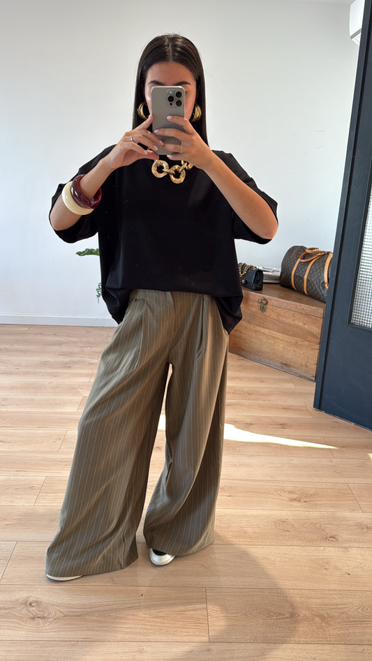 Pantalon Palazzo Rayé Fluide
