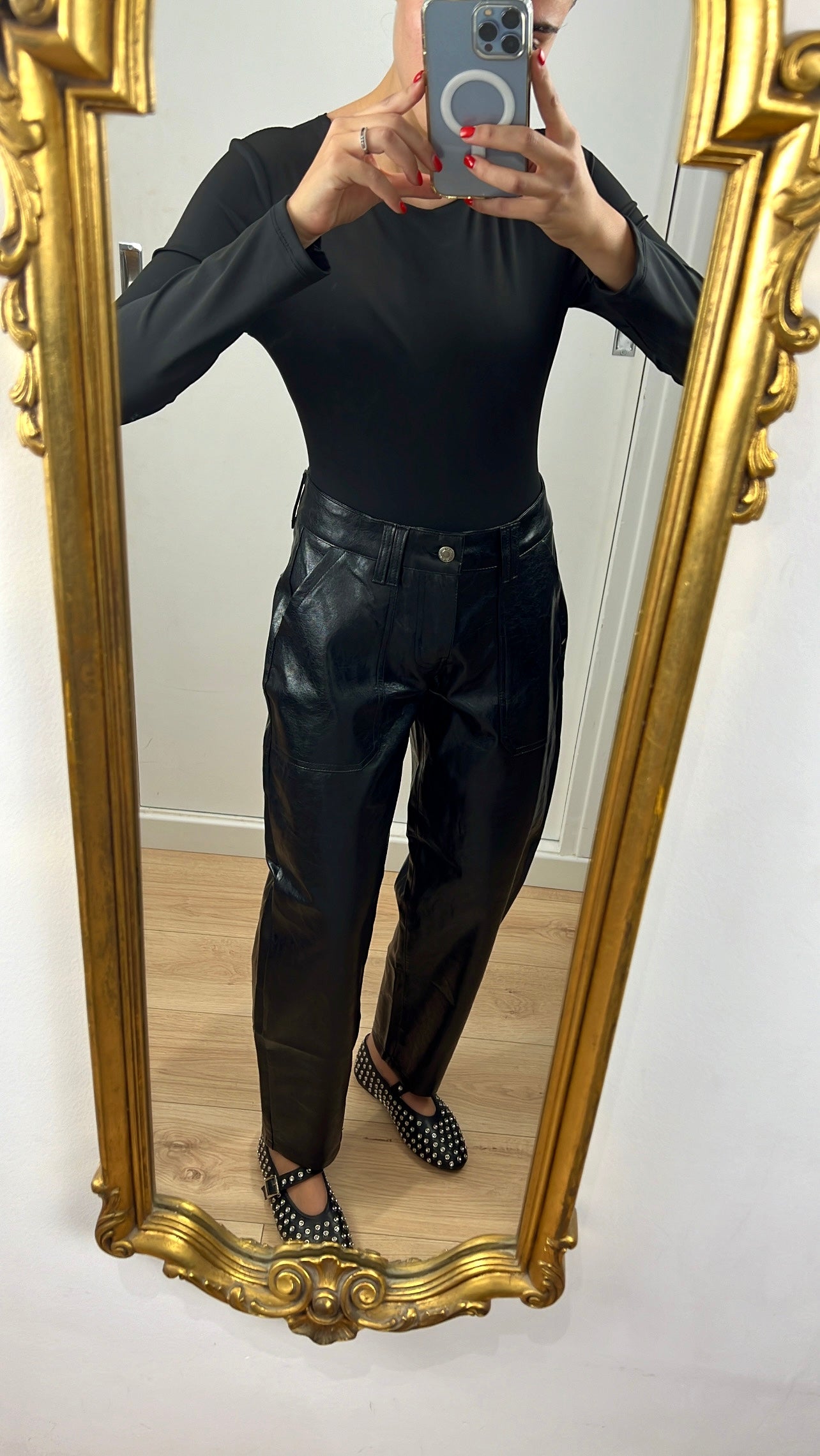 Pantalon noir ballon effet cuir "Isaak"