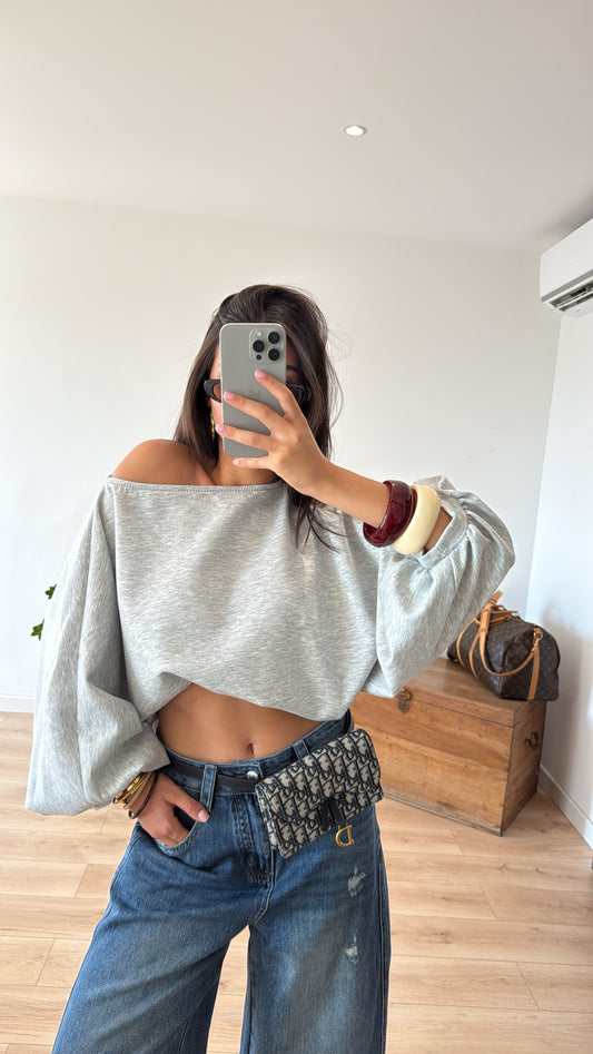 TOP SWEAT GRIS "CARLA"