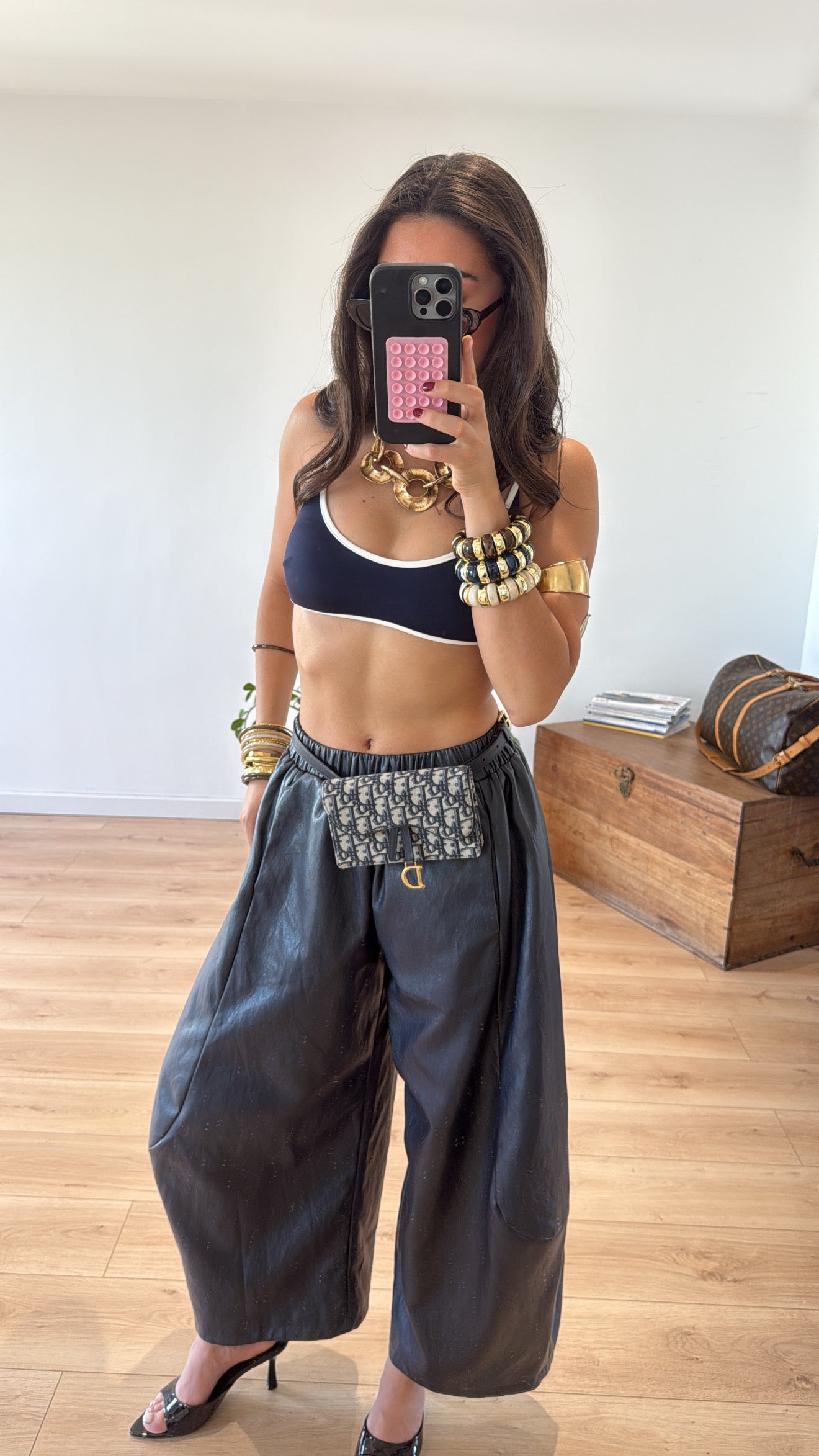 "ALEXANDRIE" FAUX LEATHER TROUSERS