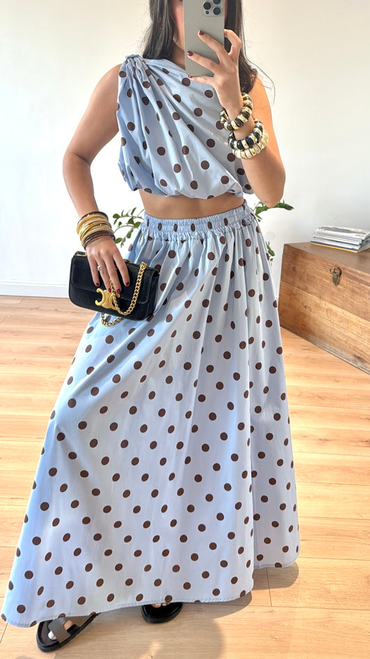 ENSEMBLE À POIS BLEU "NOAMI"