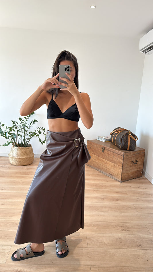 JUPE LONGUE "PAULA" CHOCOLAT
