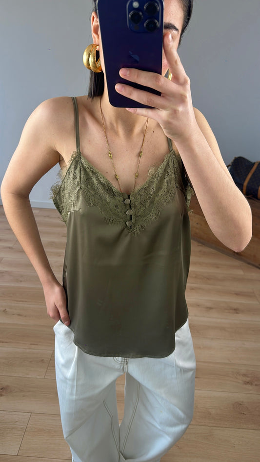 Top "Soléna" satin KAKI