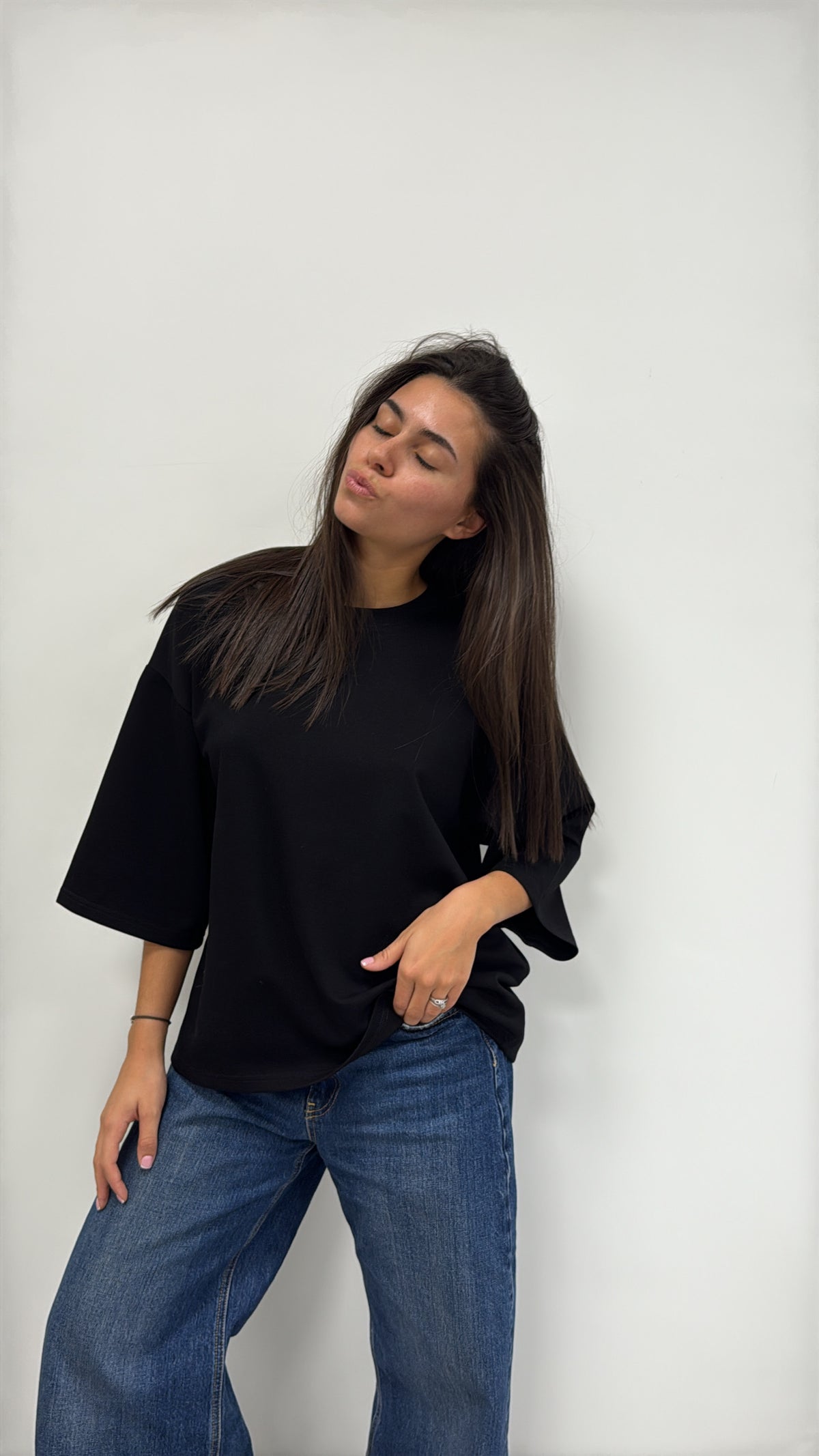 T-SHIRT NOIR "COEUR" "HAILEY"