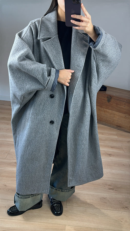 Manteau long gris clair "Anna"