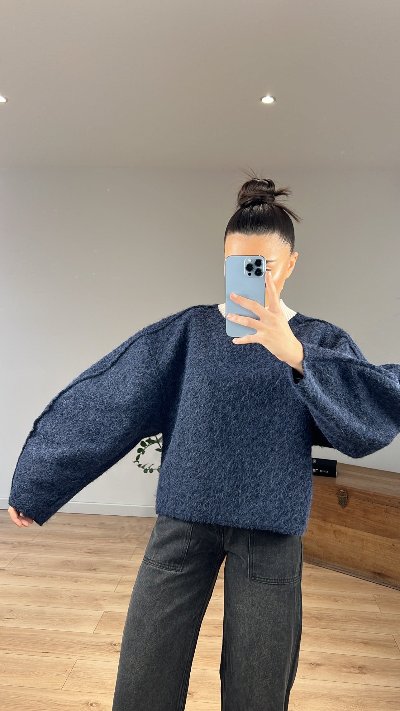 Pull « Marie » Bleu Marine/Blanc