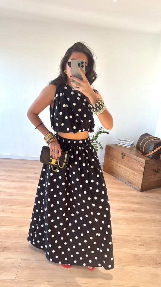 ENSEMBLE À POIS NOIR "NAOMI"