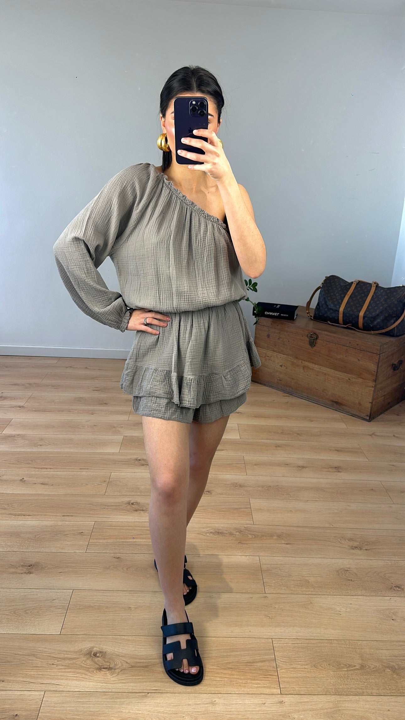 Robe "Maëline" monomanche GRÈGE
