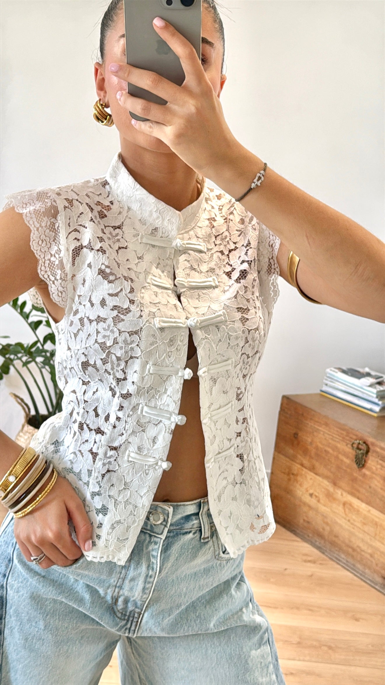 TOP "MONICA" DENTELLE BLANC