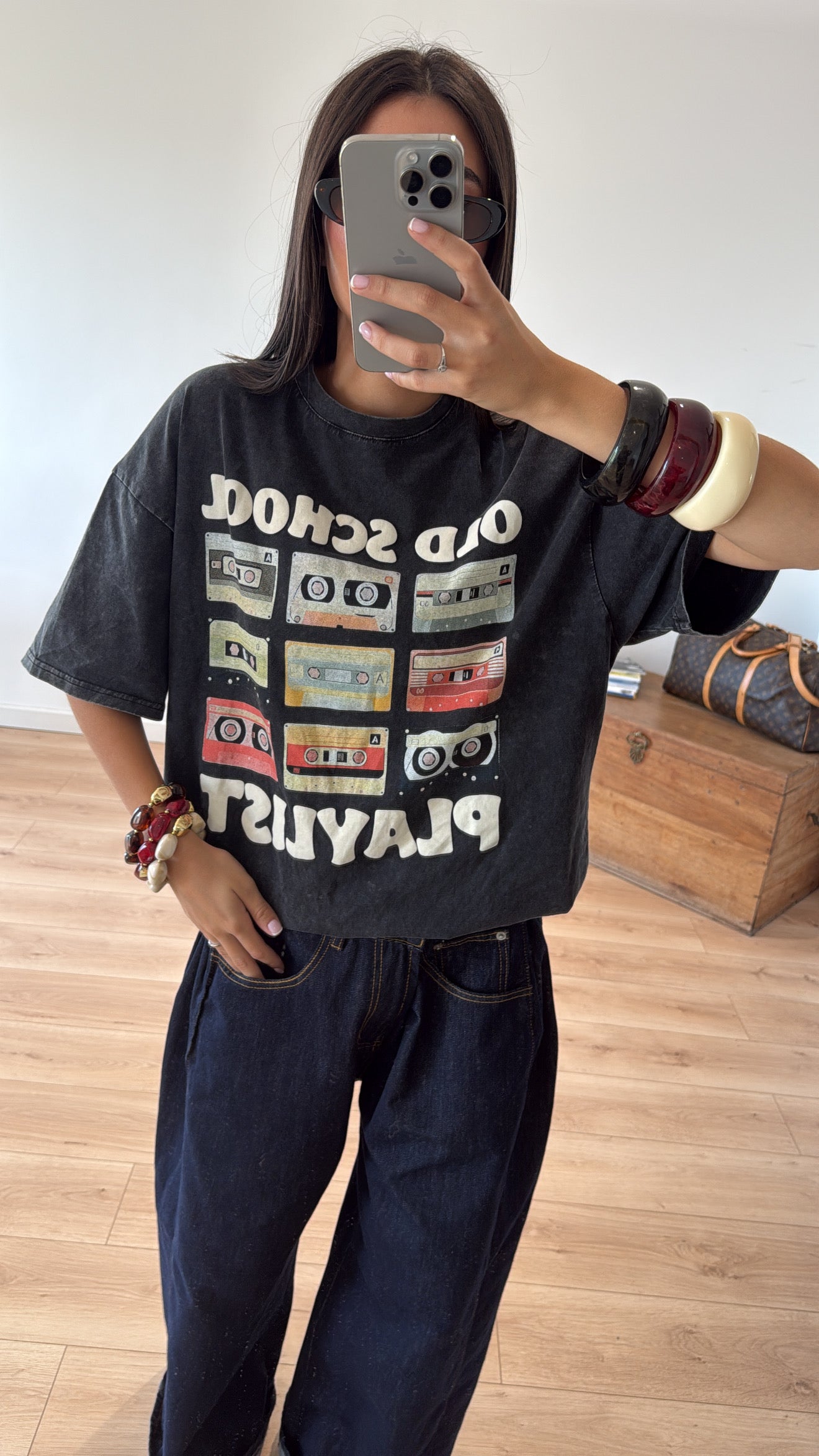 T-shirt oversize "old school" NOIR effet délavé