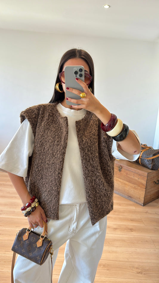 GILET SANS MANCHES "SASHA" Chocolat