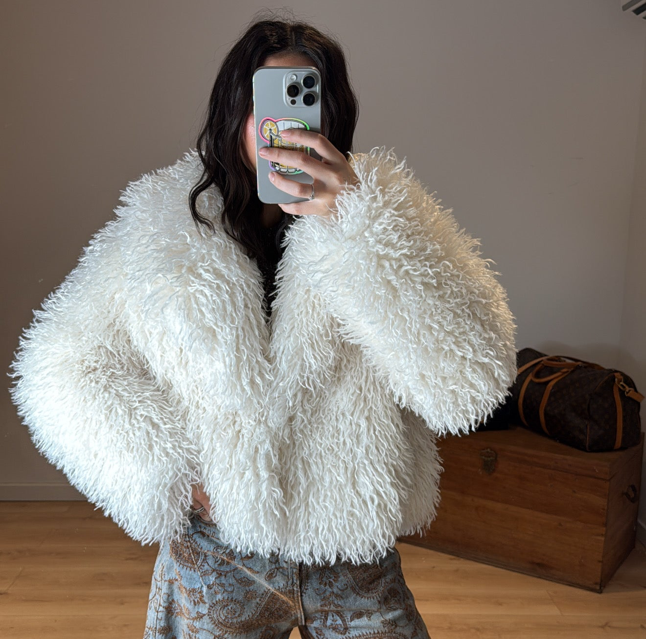 VESTE FAUSSE FOURRURE BLANCHE  "SOPHIE"