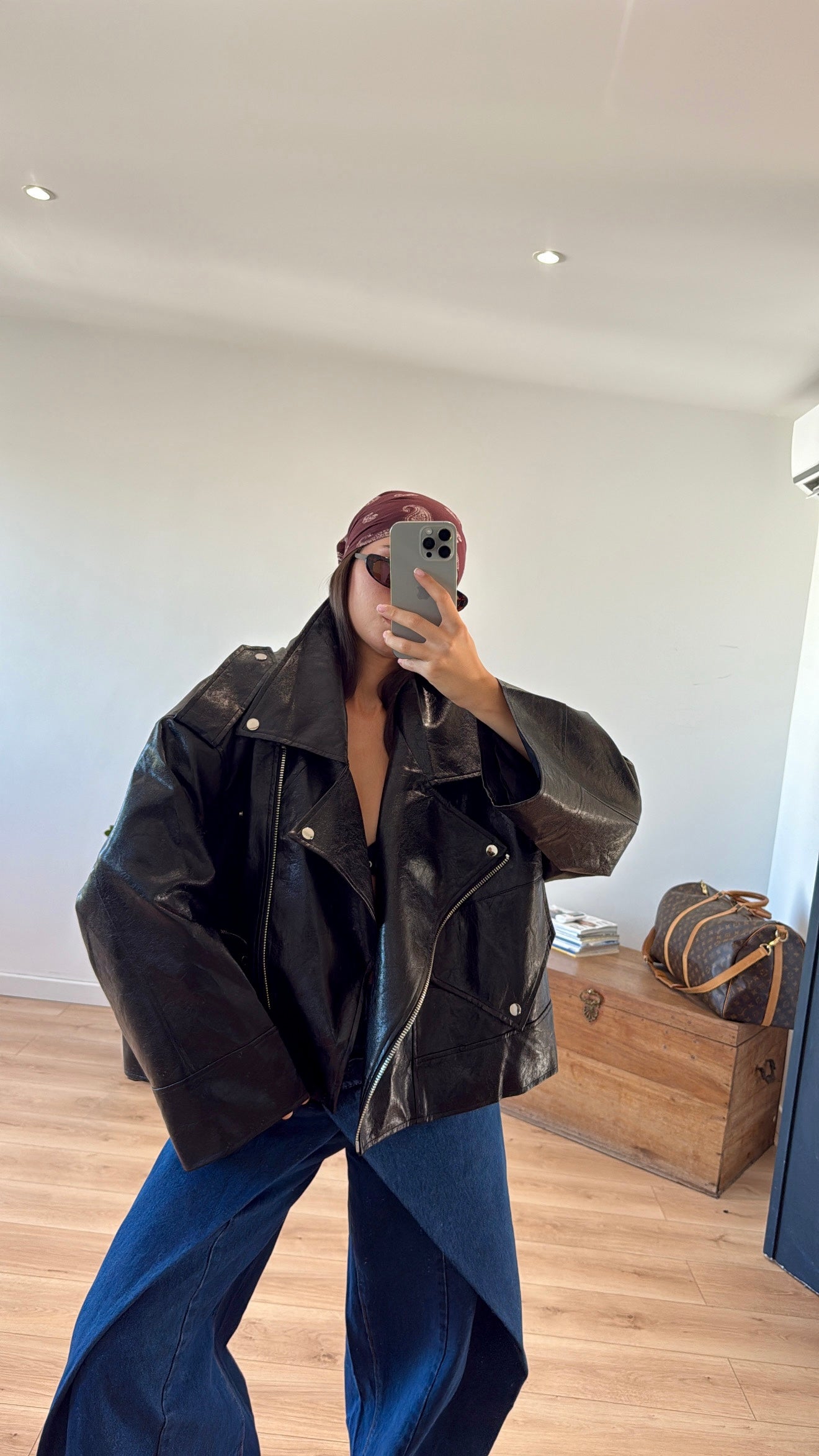 PERFECTO "TRAVIS" OVER SIZE CUIR SYNTHÉTIQUE
