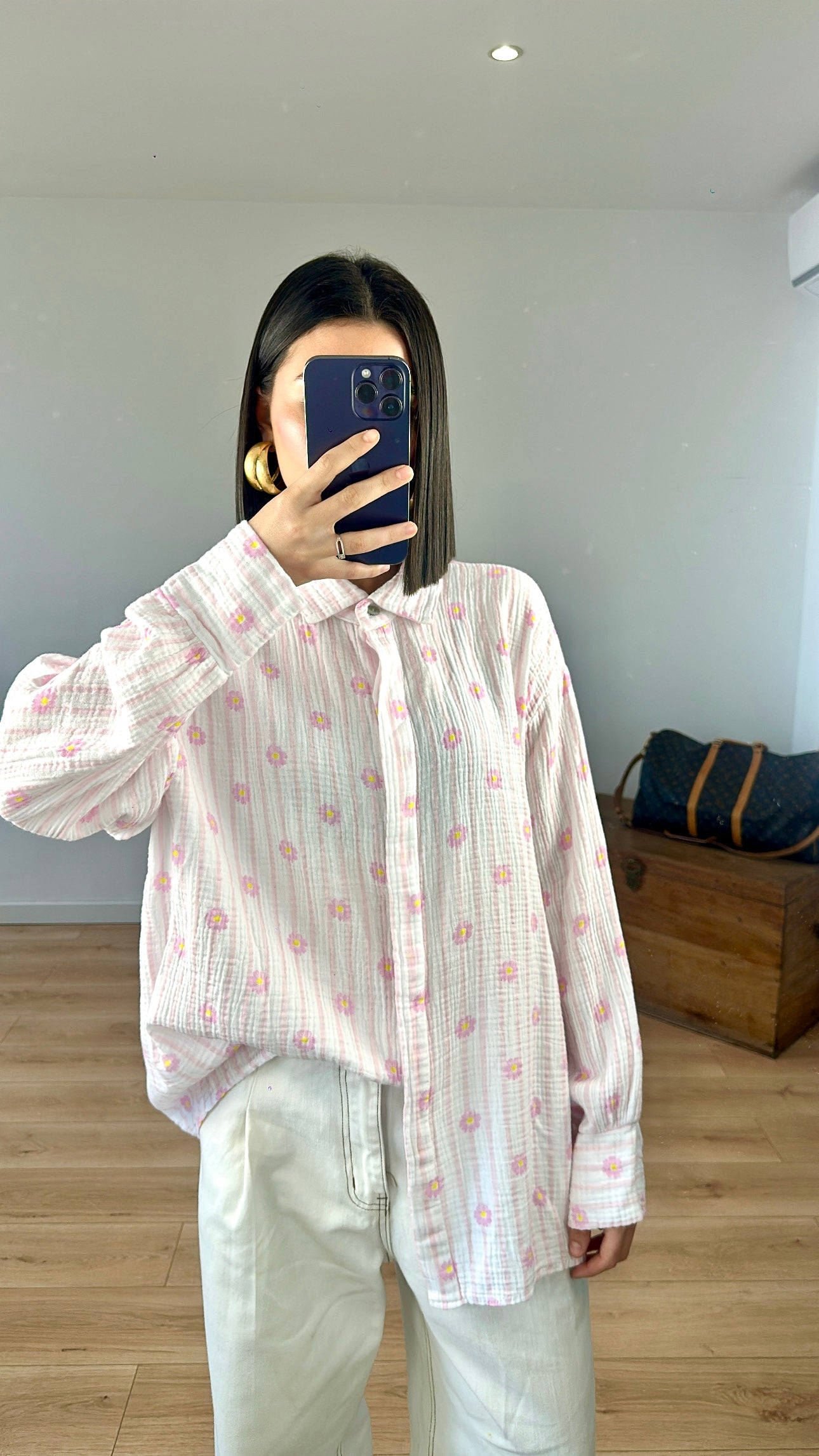 Chemise "Aurore" fleur ROSE