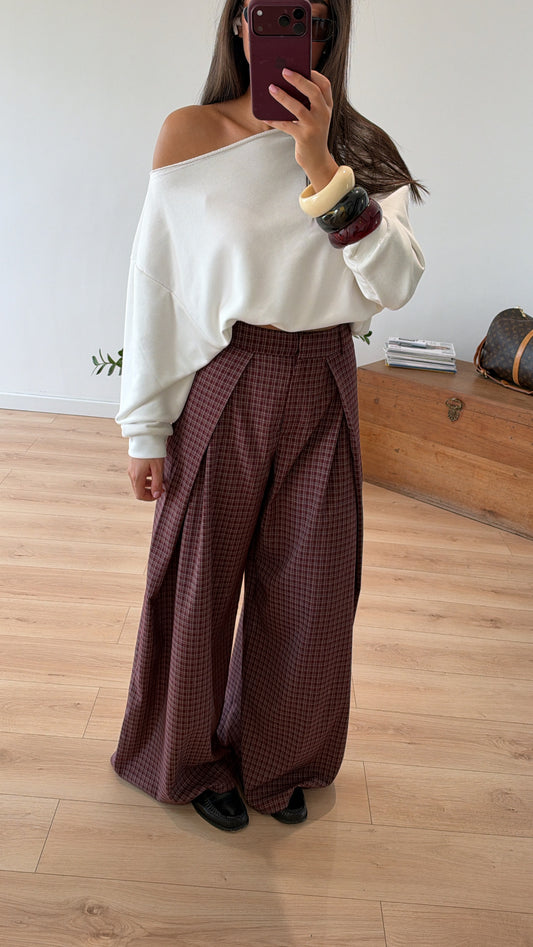 PANTALON "THOMAS" À CARREAUX BORDEAUX PRÉ COMMANDE 09/10