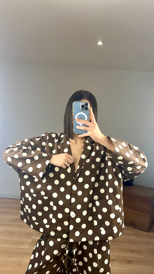 Chemise a pois "Héléna" MARRON