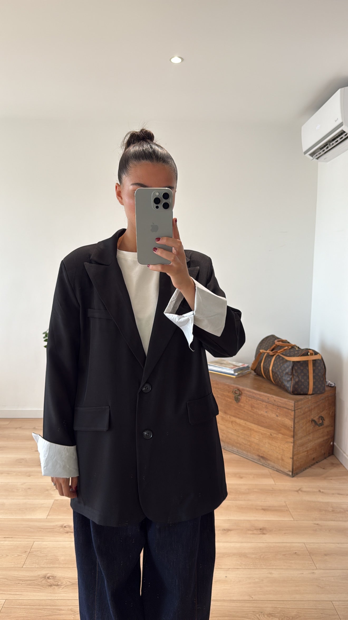 BLAZER OVERSIZE "LIVY" À REVERS - NOIR