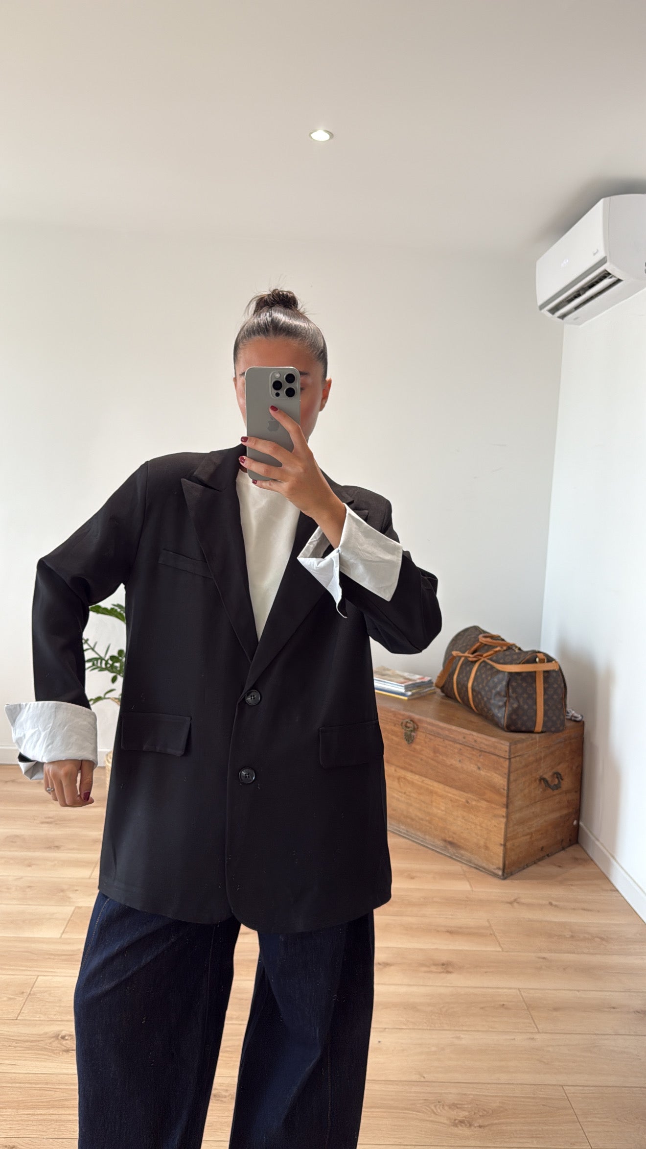 BLAZER OVERSIZE "LIVY" À REVERS - NOIR
