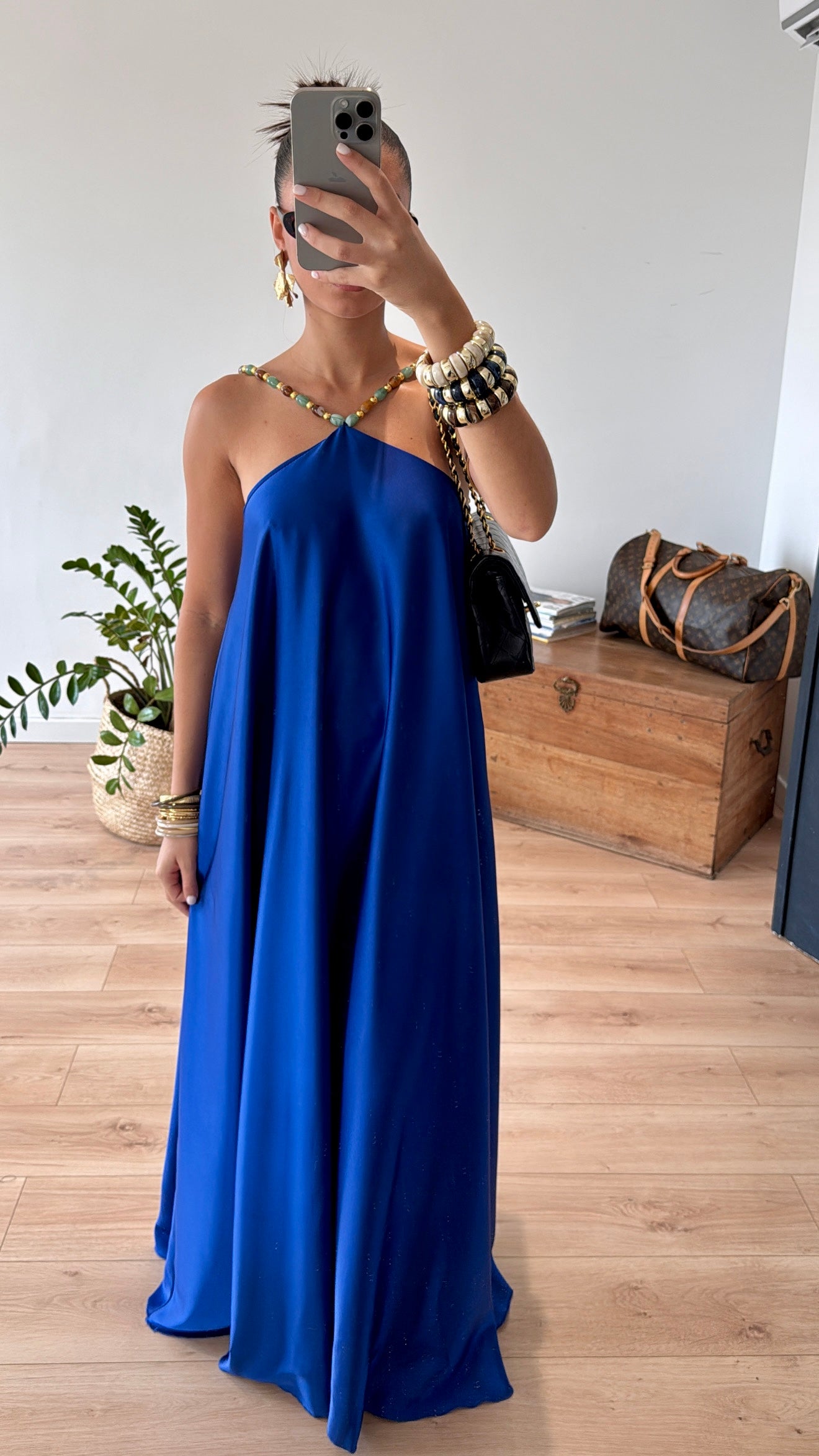 ROBE LONGUE BLEU ÉLECTRIQUE  "SOPHIE"